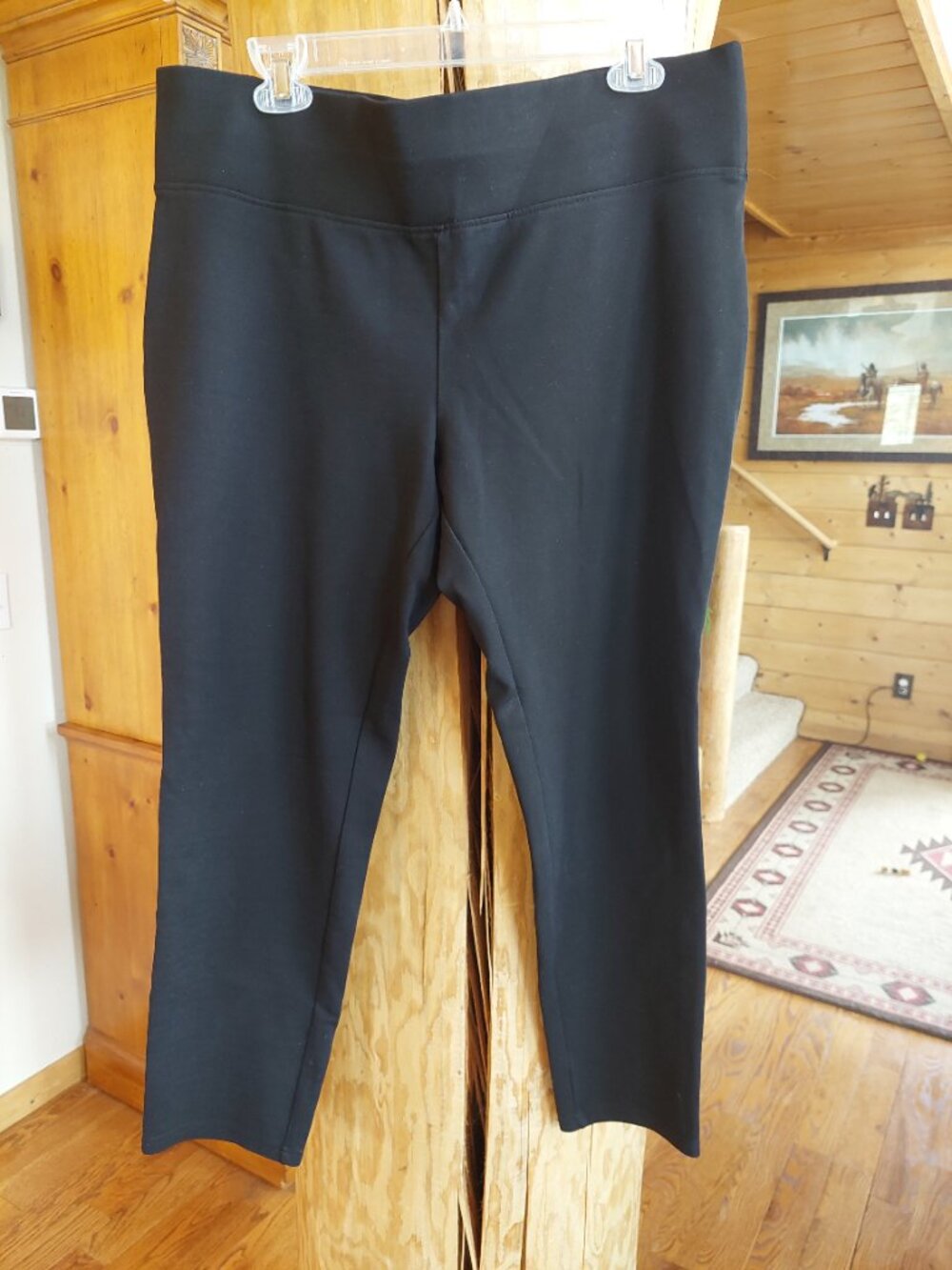 Counterparts black leggings in a size XL, wide waistband, Rayon, Poly, Spandex